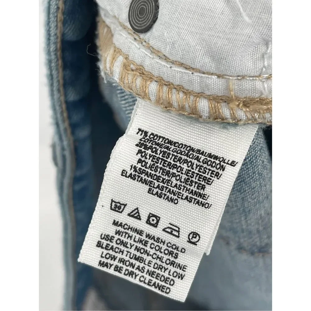 Free People Jeans Women‎ Size 26 Blue Distressed Low Rise Raw Hem